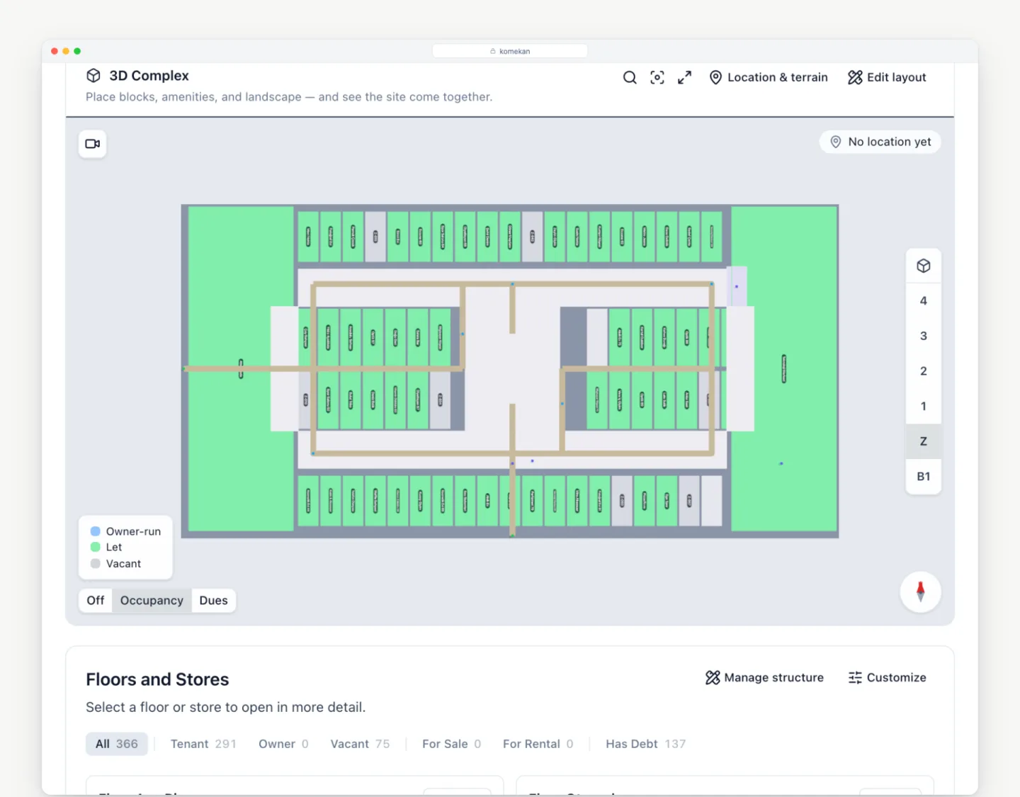 Occupancy and arrears on the floor plan